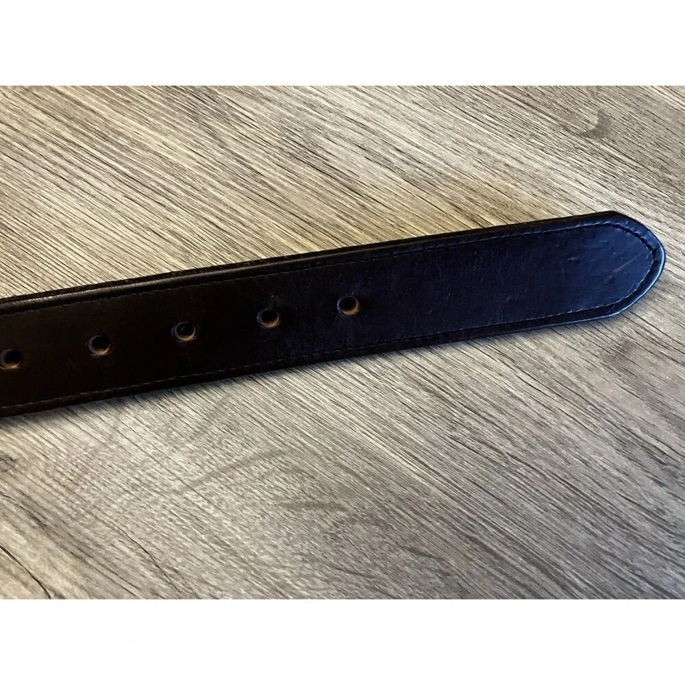 Duluth Trading Men's Lifetime Black Leather Belt Size 48 Good Condition
